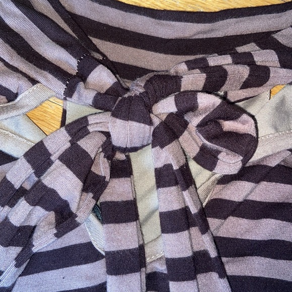 Brown Striped High-Neck Top - Picture 6 of 9